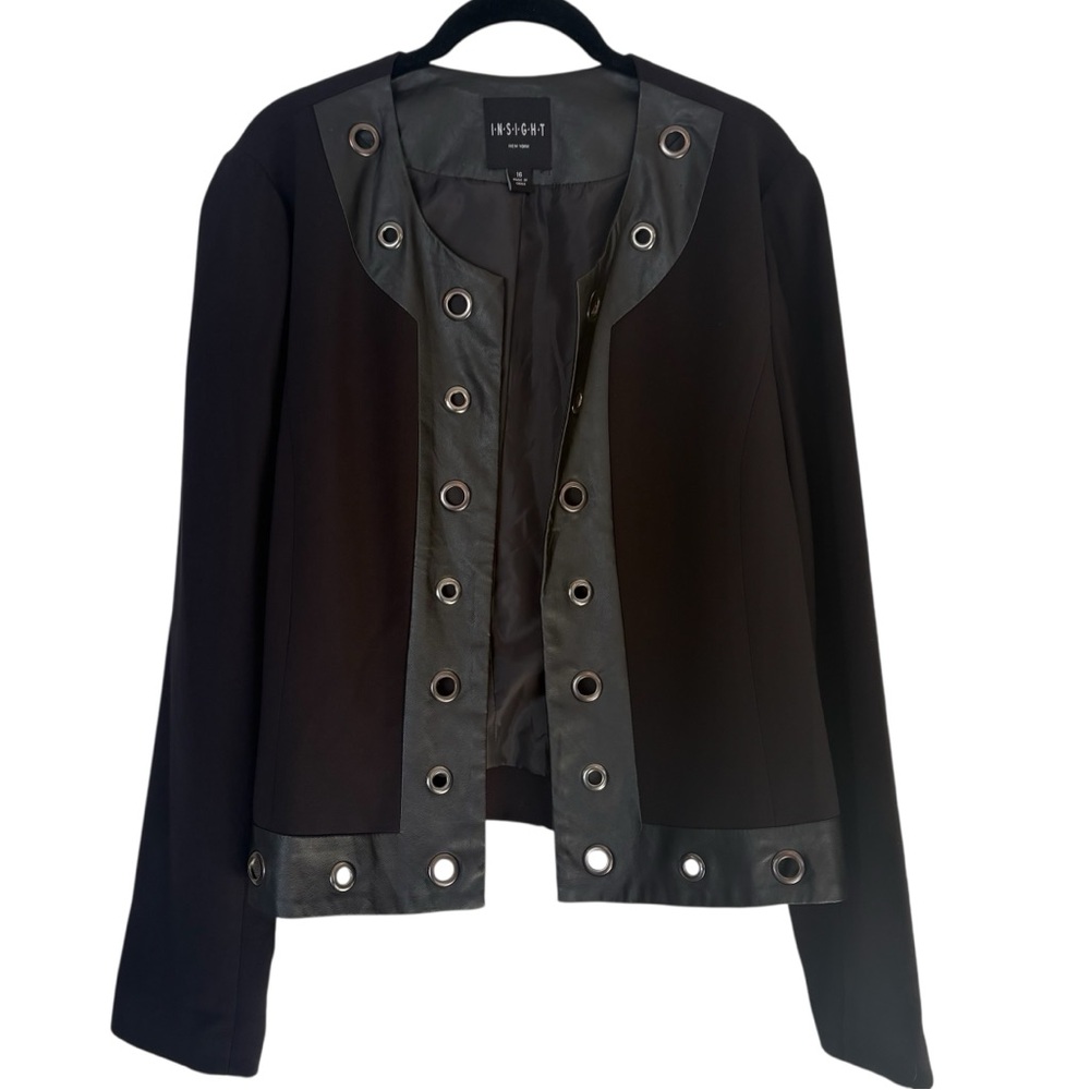 Insight New York Women's open front grommet detail blazer black size 16 NWT